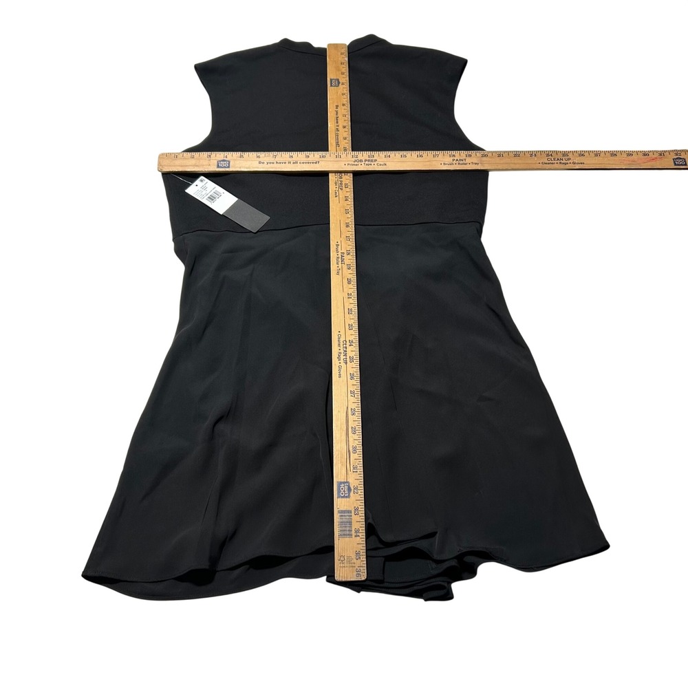 NEW Adrianna Papell Womens Black Ponte Combo Mock Neck Draped Mini‎ Dress 18 - Picture 4 of 5